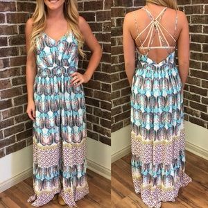 Blue paisley maxi dress size large